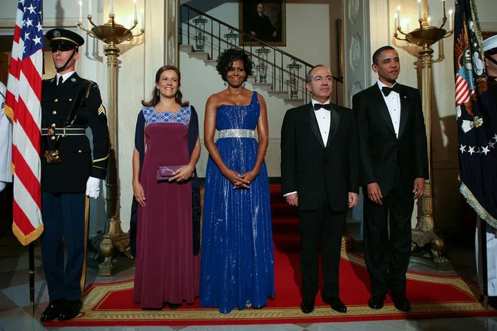 The President and First Lady pose with Mexican President Felipe Calderon and Mrs. Margarita Zavala.