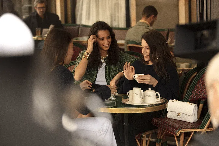 Behind-the-scenes of 'The Chanel Iconic' starring Iman Perez and Zoé Adjani.Photo: Chanel