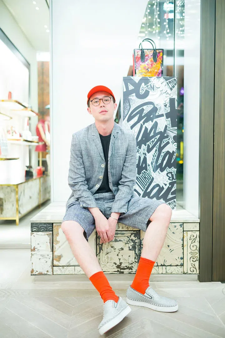 Associate Fashion News Editor, Gerald Tan in Pikboat (shoes). Photo by: Ashley Mak