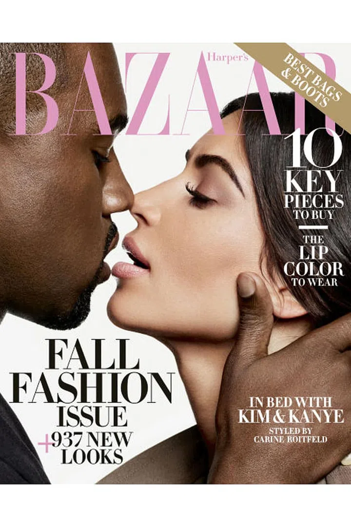 Kim Kardashian West and Kanye West will fete their Carine Roitfeld-styled cover at the party of the week: Harper's BAZAAR and Carine's annual Icons event at the Plaza Hotel. Photo: Karl Lagerfeld