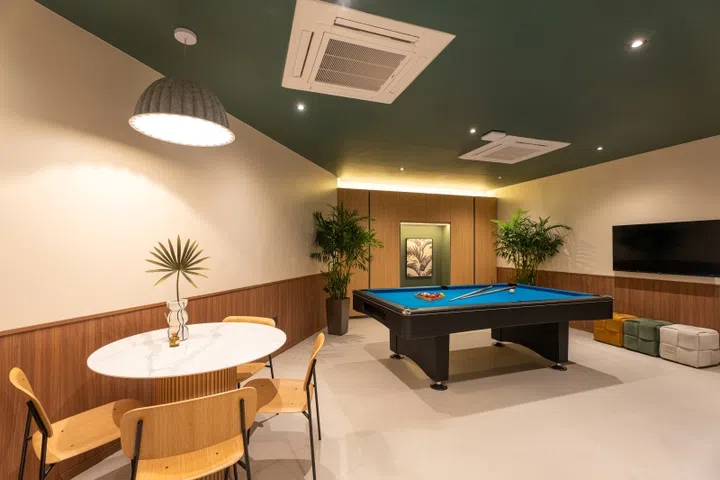 gaming room in shared spaces of weave suites hillside serviced apartments singapore