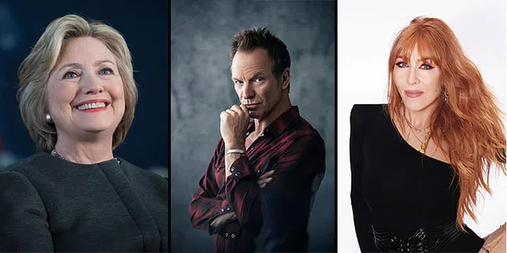 (Left to right) Hillary Clinton, Sting and Charlotte Tilbury. Photo: Courtesy