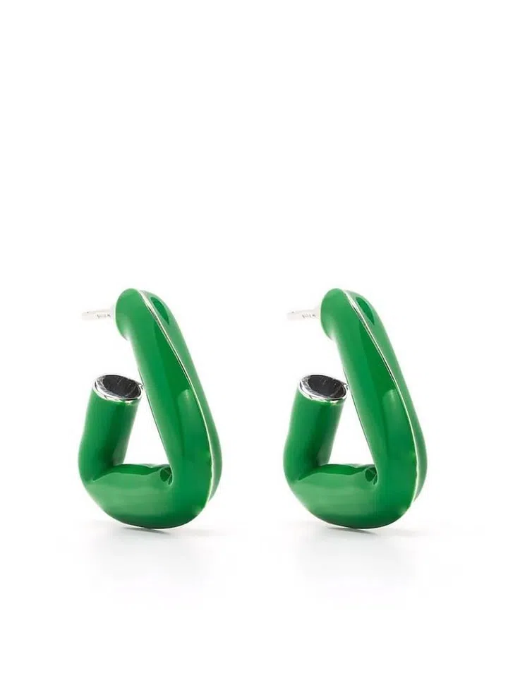 Triangle Hoop Earrings, $990, Bottega Veneta at Farfetch