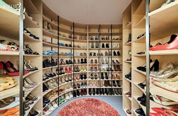 The arc-shaped shelves in Chuah’s Shoe Sacristy allow for a panoramic view of her shoe collection.

Photo: Phyllicia Wang