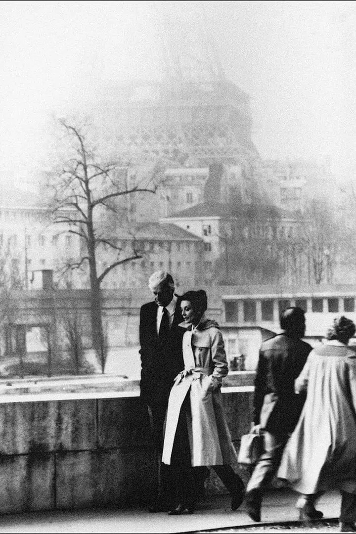 Givenchy and Hepburn go for a stroll together in Paris in an undated photo.