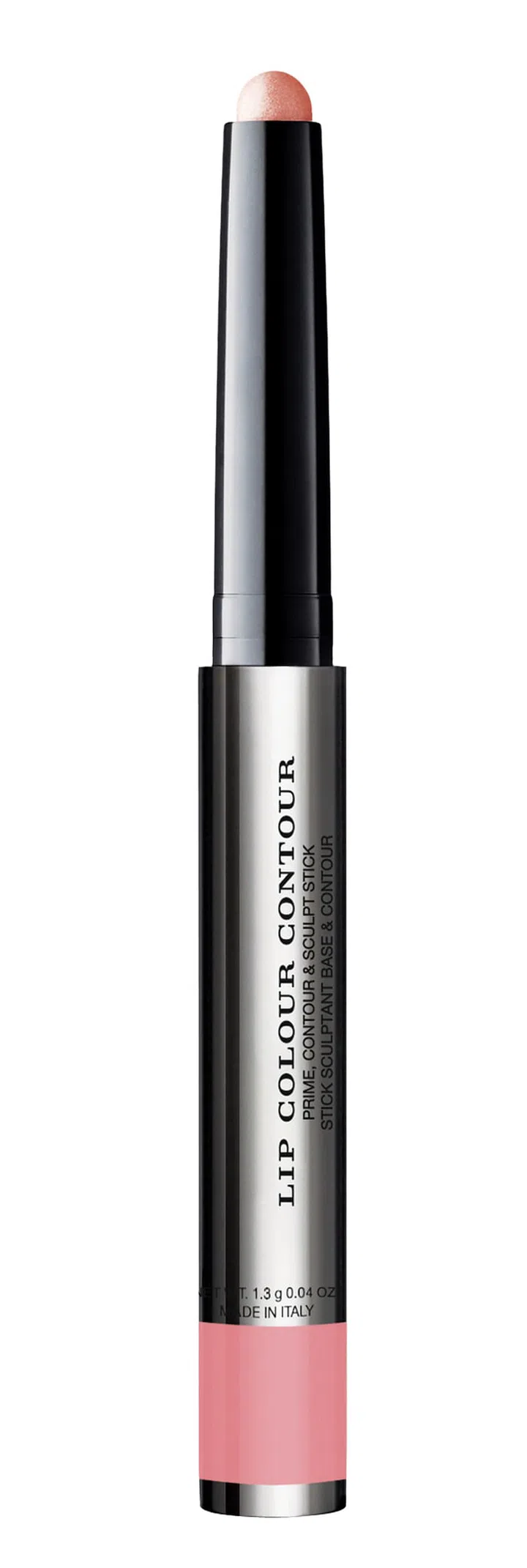 Mimic backstage makeup techniques with the Lip Colour Contour. “It leaves a soft line all around the outside 
of your mouth; and you can 
use it all over the lips if you want, 
it just makes the lips pop a bit 
more,” advises Rowe. Available in 
four complementary shades, it primes, contours and shapes the lips so they look naturally plumper. Lip Colour Contour, $46