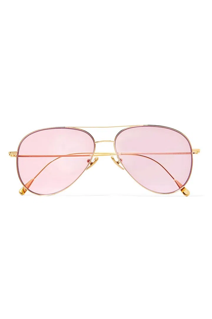 Aviator-style gold-plated sunglasses, £435, Cutler and Gross at Net-A-Porter