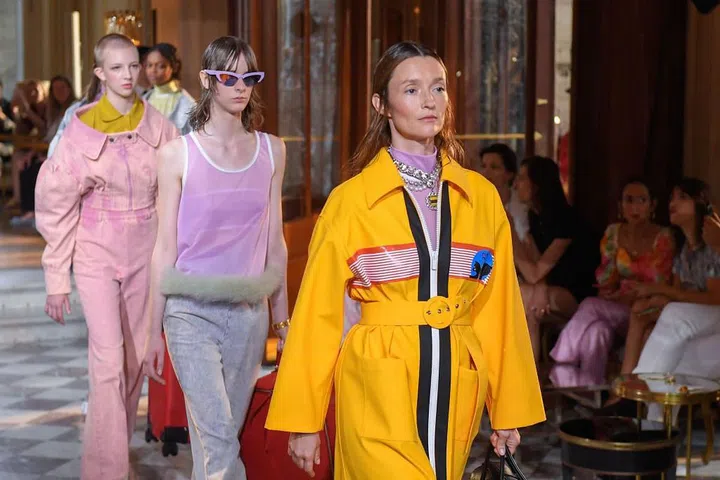 Models walk Miu Miu's runway in Paris.

Photo: Getty