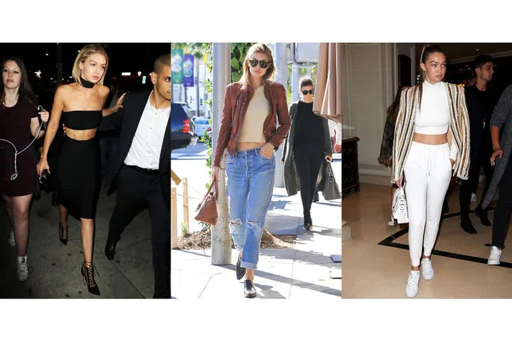 Gigi Hadid has abs worth showing off — and she does so in cropped tops, whether she's post-workout, in denim and leather or hitting the red carpet. Photo: Getty