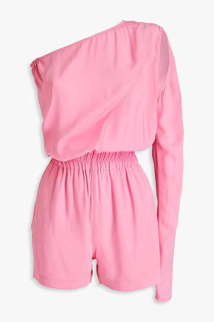 One-Shoulder Cutout Crepe De Chine Playsuit, $455, Rick Owens at The Outnet
