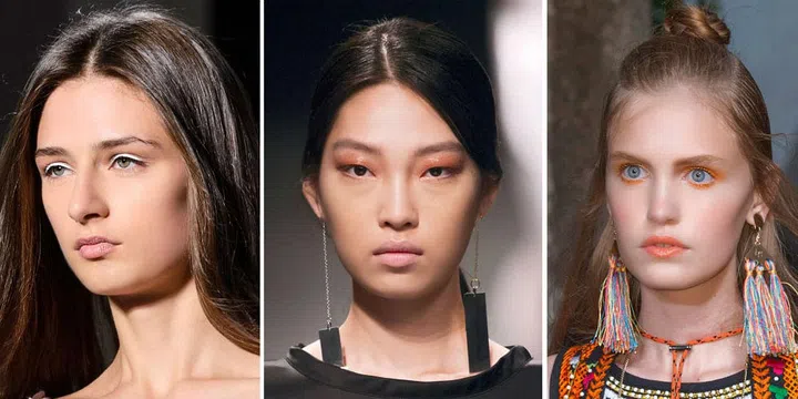Ditch the neutral rose gold hues and add a pop of colour to your eye shadow this year - whether bright, pigmented graphic eye liner or intense coloured shadow around the upper and/or lower lines. Both Chloe and Ferretti preferred a smudgy eye over the more elaborate smoky eye, while Kenzo and Max Mara embraced coloured temples. 
Exaggerated graphic cat eyes also featured prominently at Louis Vuitton, Elie Saab and Fendi, but fresh, alert and youthful eyes were also mixed in with more toned down looks such as Giuseppe Zanotti's glossy lids.