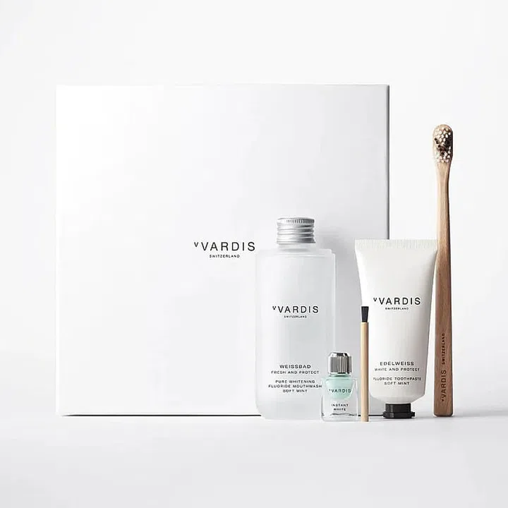 White Enamel Set, $320, vVardis at escentials
