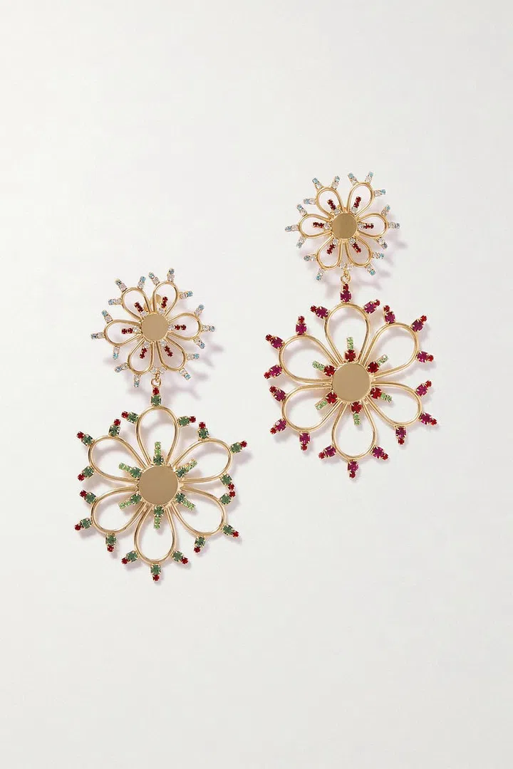 Rosantica + Anna Dello Russo Luminaria Oversized Gold-Tone Crystal Clip Earrings, $644, Rosantica at Net-a-Porter
