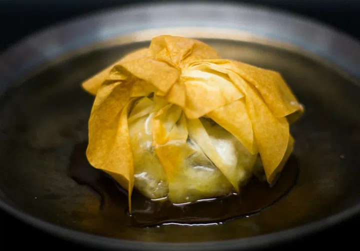 Perfectly half-boiled egg served with a side of fragrant onion confit scented with truffle and complemented with madeira sauce. Photo: Lewin Terrace