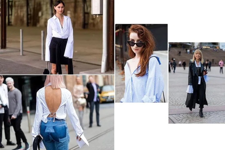 Whether cleverly deconstructed, layered with a corset belt or so long in the arms as to make it of the ‘Look ma, no hands’ variety, the not-so-classic button up was the Sydney style set’s garment of choice. Photo: Getty 