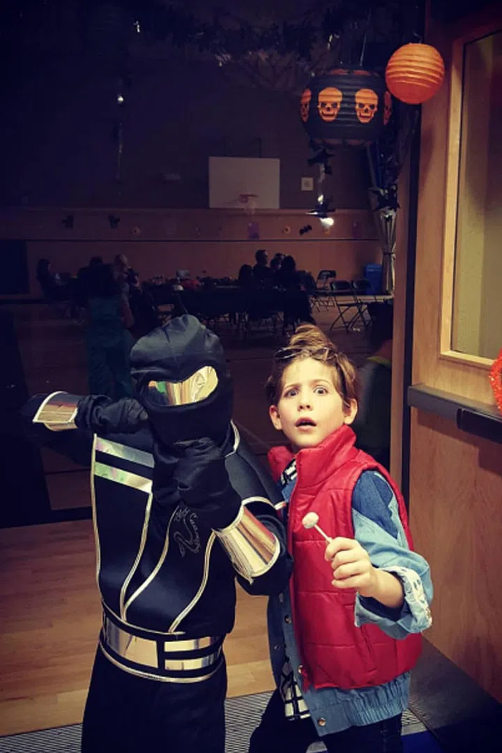 The actor dressed as Marty McFly.