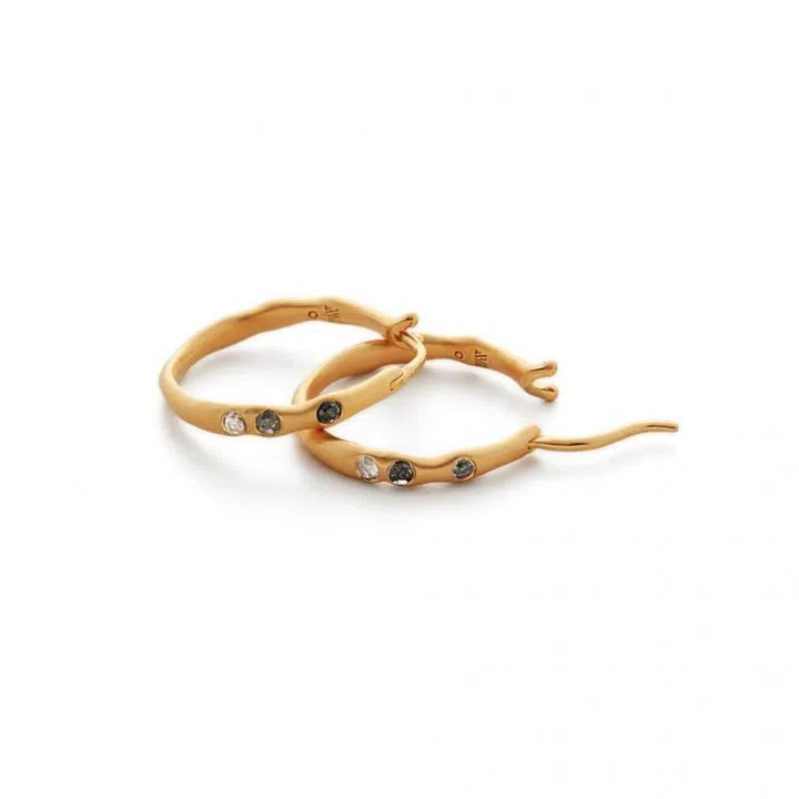 Galaxy Diamond Small Hoop Earrings (18ct Gold Plated Vermeil), $410