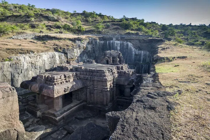 Ellora features more than 100 rock-cut caves, 34 of which you can visit today, that date back to 600 to 1000 A.D. and served as Buddhist, Hindu and Jainist temples and monasteries.