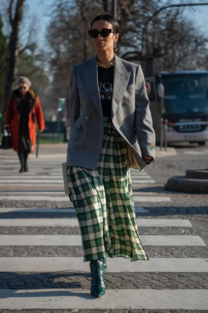 Give steely monochrome outfits a pop of colour or print.
