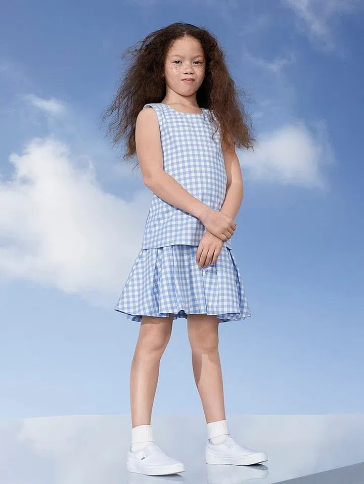 Girls' Light Blue Gingham Dress, $25. Photo: Target 