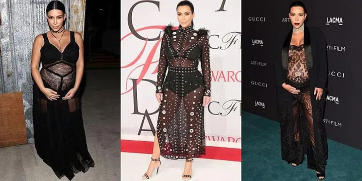 Kim Kardashian had nothing to hide during her second pregnancy, embracing many sheer outfits by Givenchy and Proenza Schouler to show off changing body. 