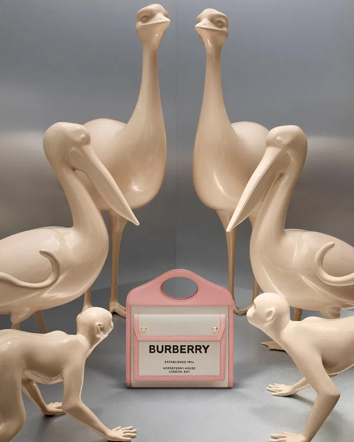 Mini Two-tone Canvas and Leather Pocket Bag in Blush Pink (Exclusive), S$1750.Photo: Courtesy
