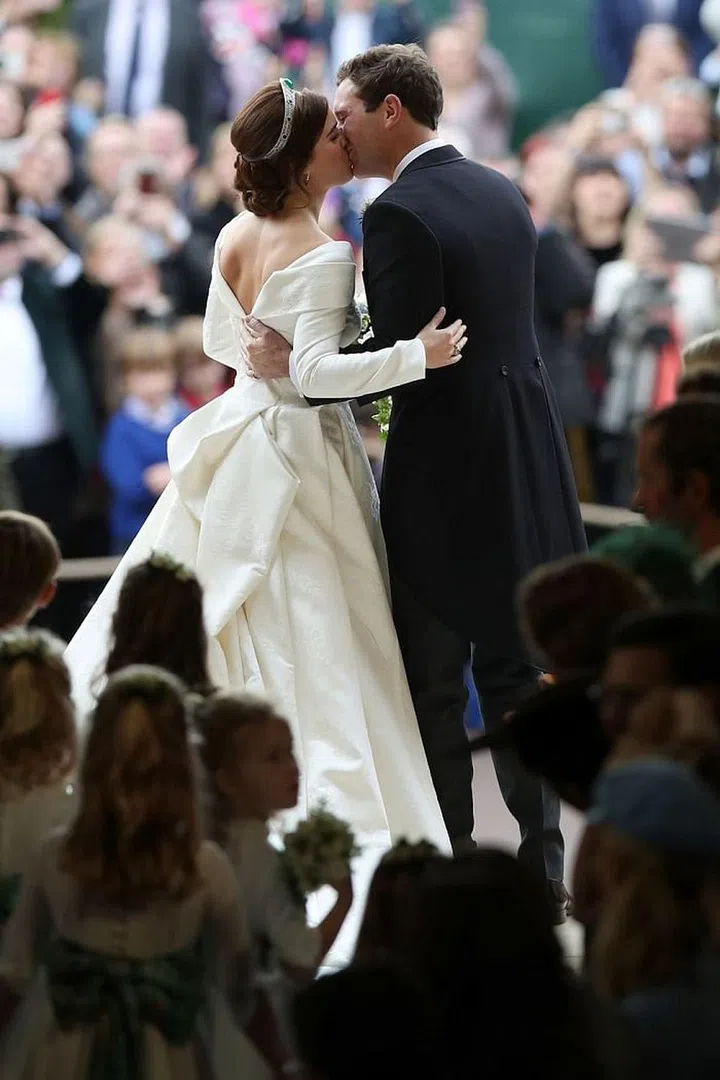 The bride and groom share a special kiss after their nuptials.
