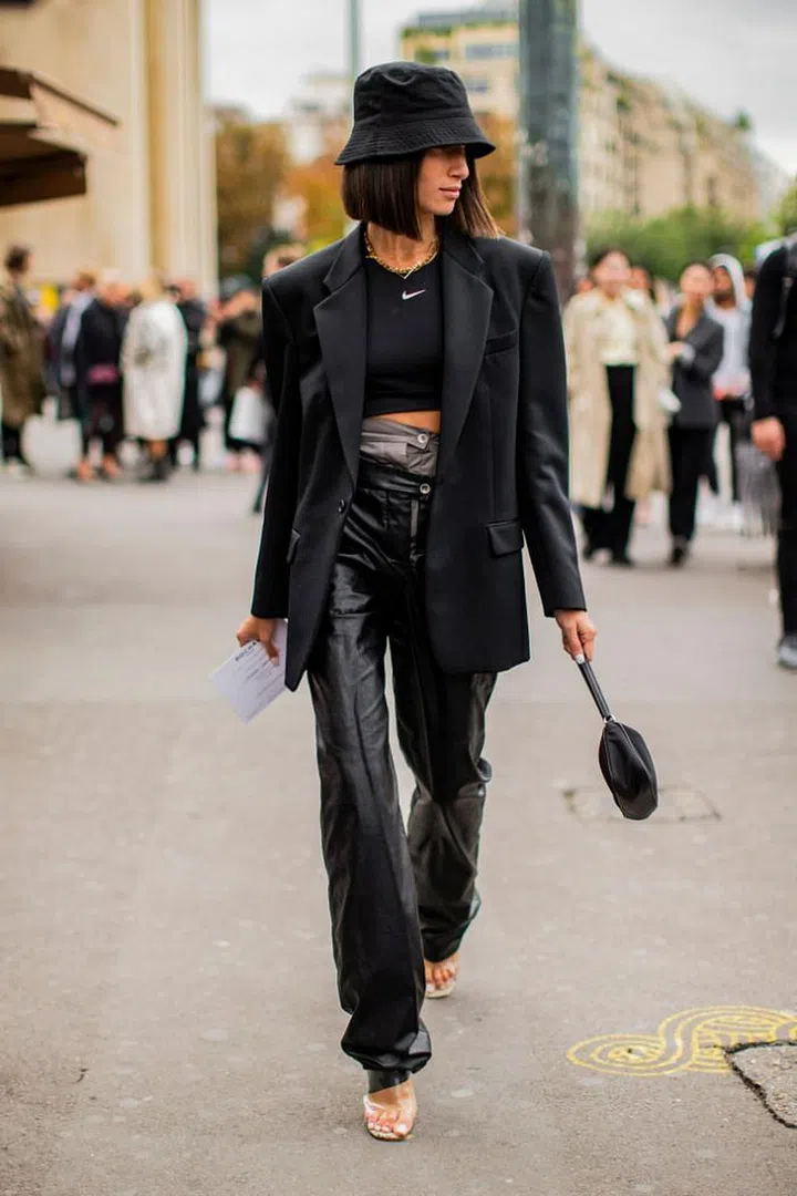 We love black-on-black layering in a sporty meets sleek ensemble.