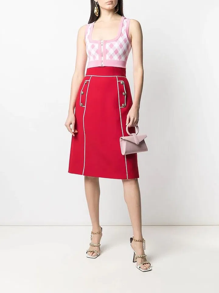Gingham Cropped Vest, $1,152, Balmain at Farfetch