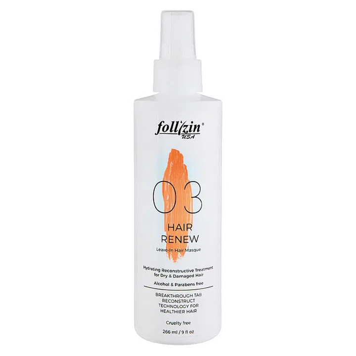 Dry, damaged and chemically-treated strands will thank you as they soak up this paraben- and silicon-free blend of tamarind extract, argan oil and barley protein. You’ll get a healthier-looking mane without the grease.

Hair Renew, $50, Follizin
