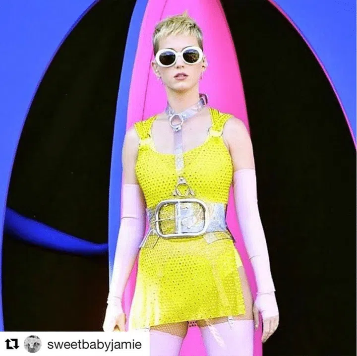 Wear it to distract the audience from noticing that you’re wearing latex outdoors in 2017.
Photo: @katyperry 