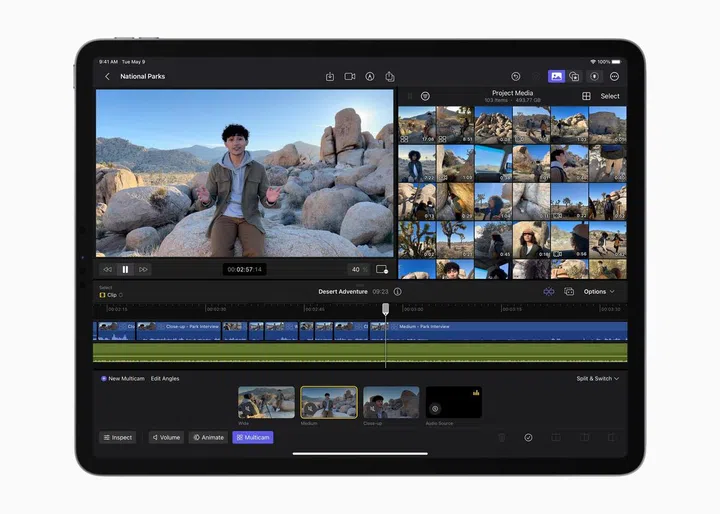 Multicam Video Editing on iPad using Final Cut Pro. Photo: Apple