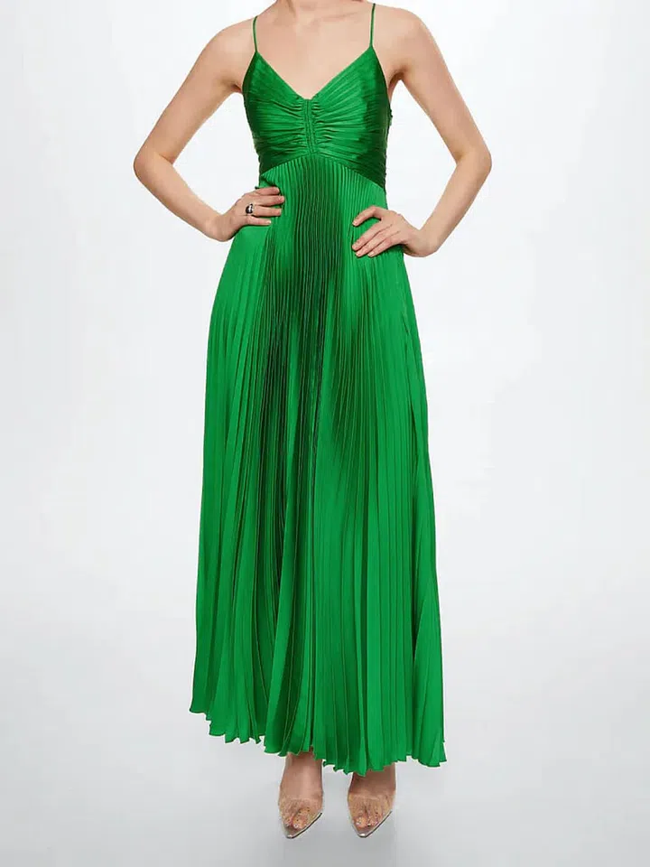 Pleated Satin Dress, S$199.90, Mango