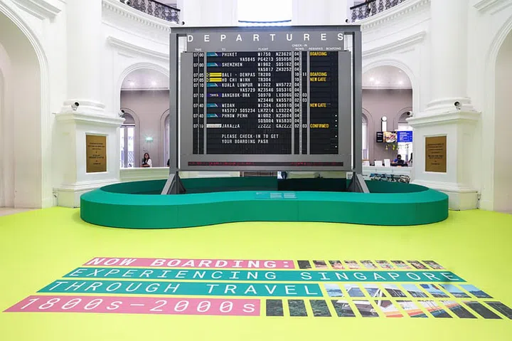 Changi Airport Terminal 2 flight information display flip board