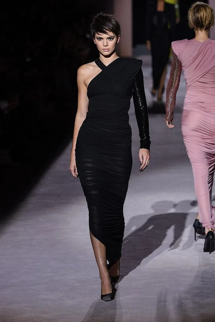 NEW YORK, NY - SEPTEMBER 06:  Kendall Jenner walks the runway at the Tom Ford show during New York Fashion Week at 643 Park Avenue on September 6, 2017 in New York City.  (Photo by Presley Ann/Patrick McMullan via Getty Images)