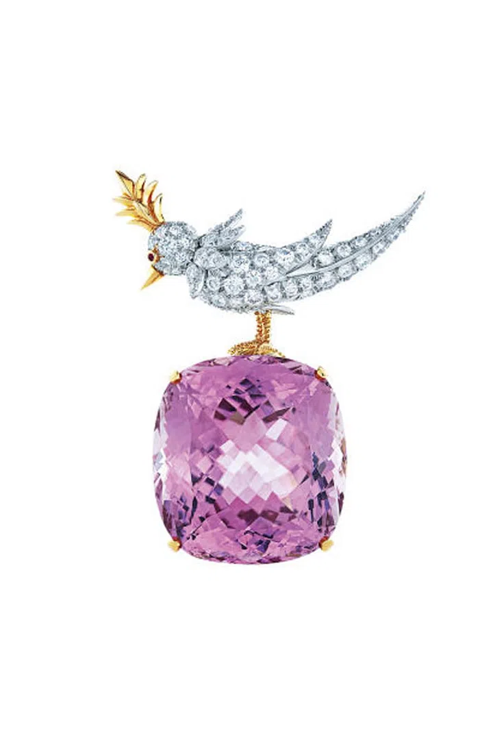 [KOONZ-ite] n. Pale pink stone discovered in California in 1902 and named for the man who introduced it to the world: Tiffany & Co.'s chief gemologist George F. Kuntz. At just over 100, it's considered young in gemology.
