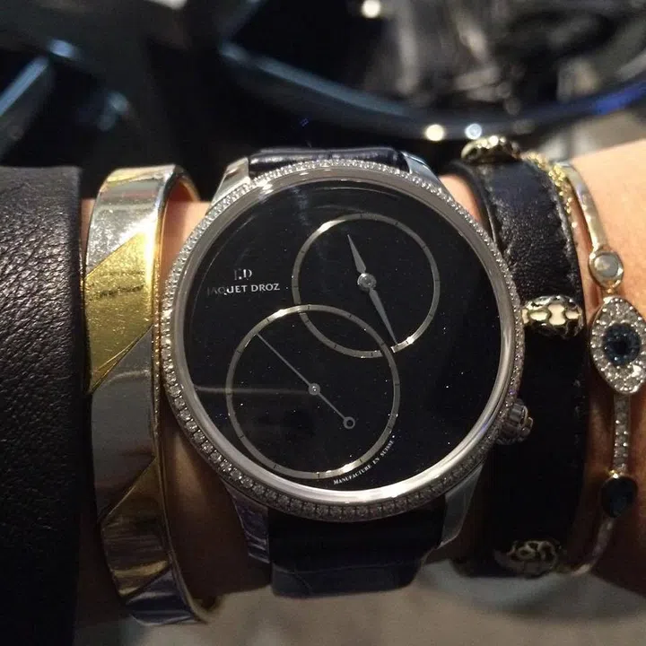 Carry the night sky with you everywhere you go with the sparkling Grande Seconde Off-centred Aventurine timepiece