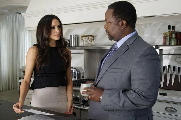 According to Markle's 2013 interview with Esquire, when the cameras stop rolling on their Toronto-based set, the whole Suits cast kicked it like normal friends. “Off-camera, there we are just playing Apples to Apples and drinking Scotch into the wee hours of the night,” the American actress told the publication. Sounds like a pretty fun set.

Photo: Getty