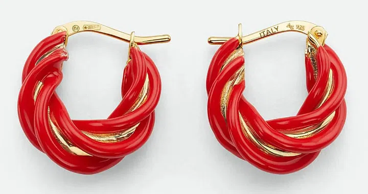 Earrings, $830, Bottega Veneta