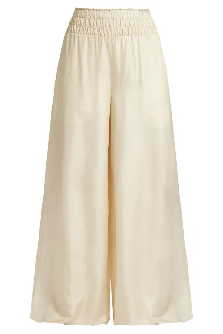 Beautifully cut and made using soft silk-satin, Elizabeth and James' wide-leg trousers are designed with balmy summer nights in mind.