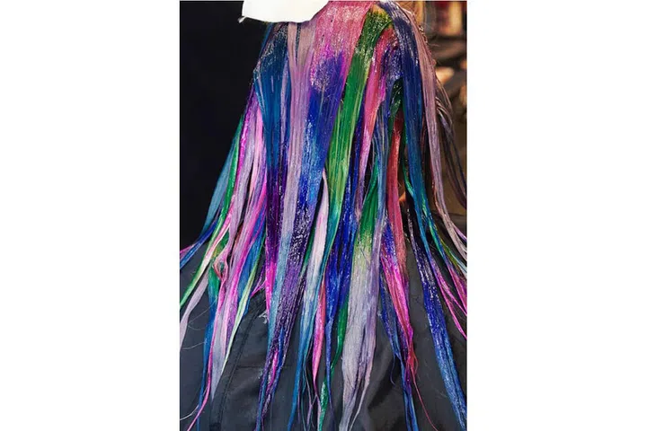 One hue of pastel color? So 2014. This year, those who wanted to really stand out—and were willing to spend an entire day in a salon chair—went rainbow, including BAZAAR US's own Julie Kosin. ; Photo: Christine Hahn