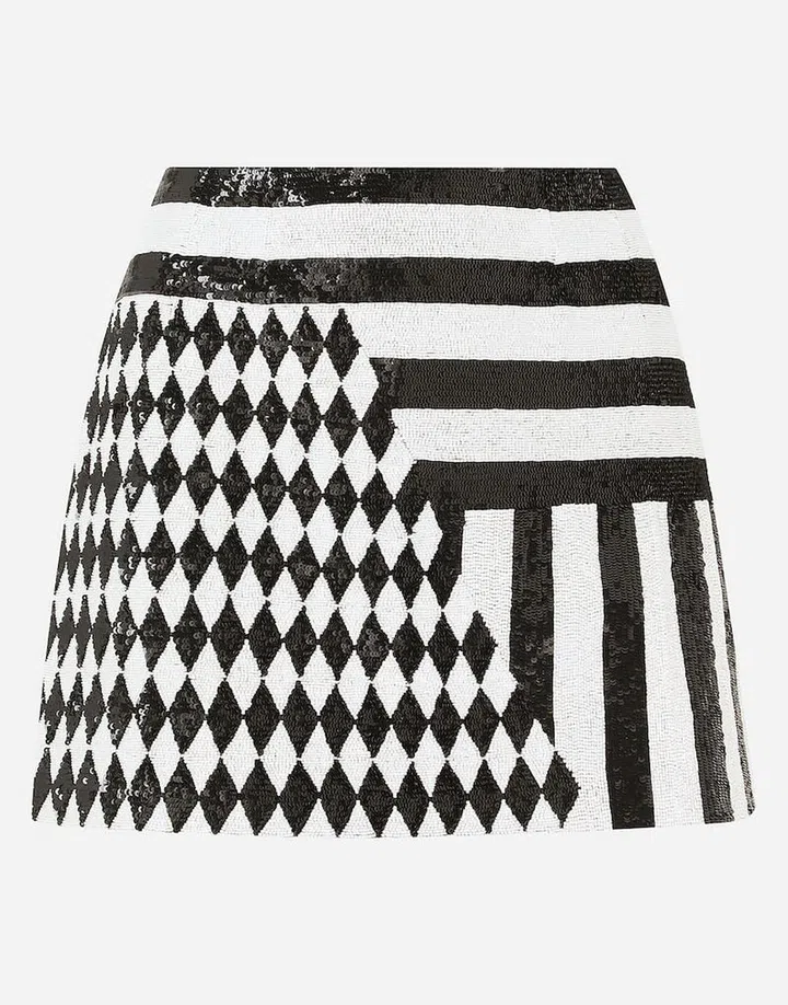 Jacquard Miniskirt With Sequin Embellishment, $3,800, Dolce&Gabbana
