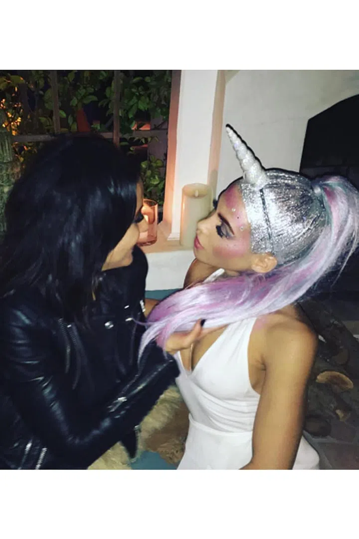 The actress dressed as a unicorn.