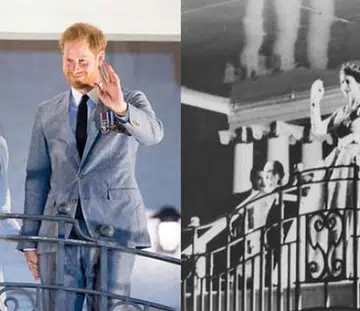 Meghan Markle and Prince Harry Grand Pacific Hotel balcony