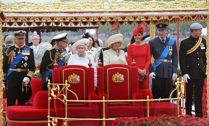 The royal family during the Diamond Jubilee pageant in 2012.
Photo: Getty