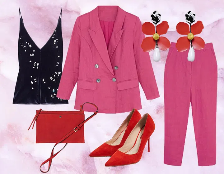 Style tips to work red and pink in one OOTD