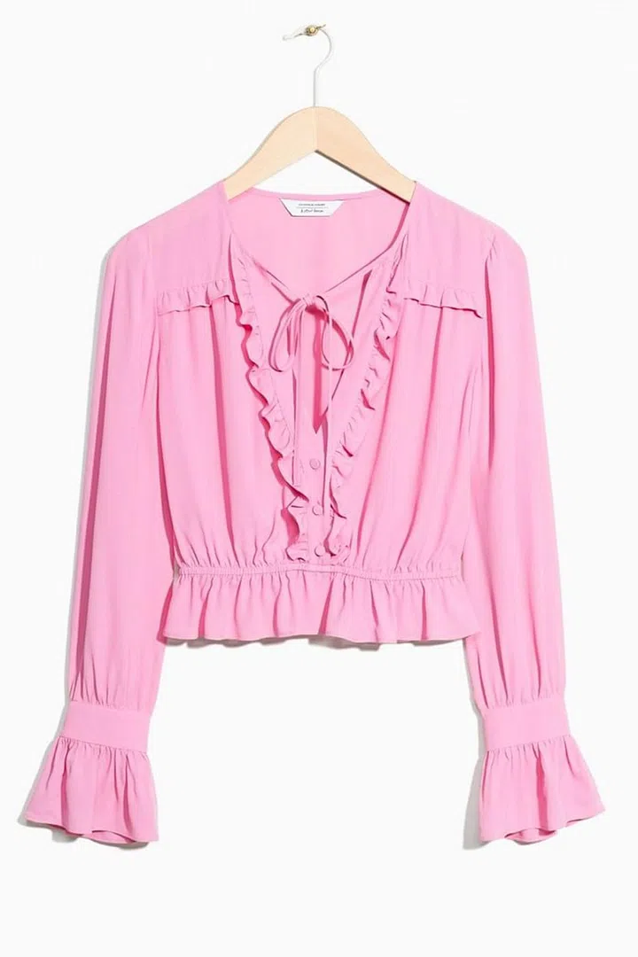 Team with leather and denim to avoid it looking too girly. Cotton top, £65, & Other Stories