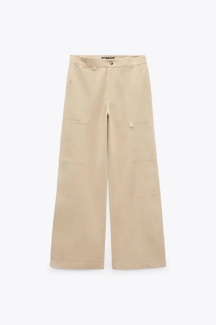 Full Length Linen Blend Cargo Trousers, $89.90, Zara
