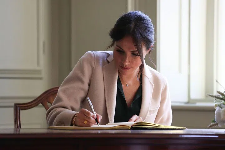 Meghan wore a Missoma signet ring.