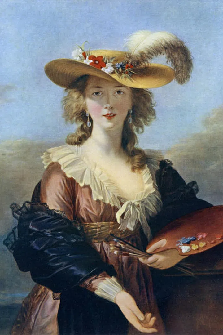 Completely self-taught,  Louise Élisabeth Vigée Le Brun became an artist despite major obstacles (as with any woman in late 18th-century Paris) and was active during some of the most turbulent times in European history. With the intervention of Marie Antoinette, she was admitted into the French Academy at the young age of 28 as one of only four female members. Vigée Le Brun was particularly praised for her sympathetic portraits of aristocratic women, deemed more natural than the works of her contemporaries. Forced to flee Paris during the Revolution, the artist travelled throughout Europe, impressively obtaining commissions in Florence, Naples, Vienna, Saint Petersburg, and Berlin before returning to France after the conflict settled.
Pictured: Self Portrait in a Straw Hat, 1782